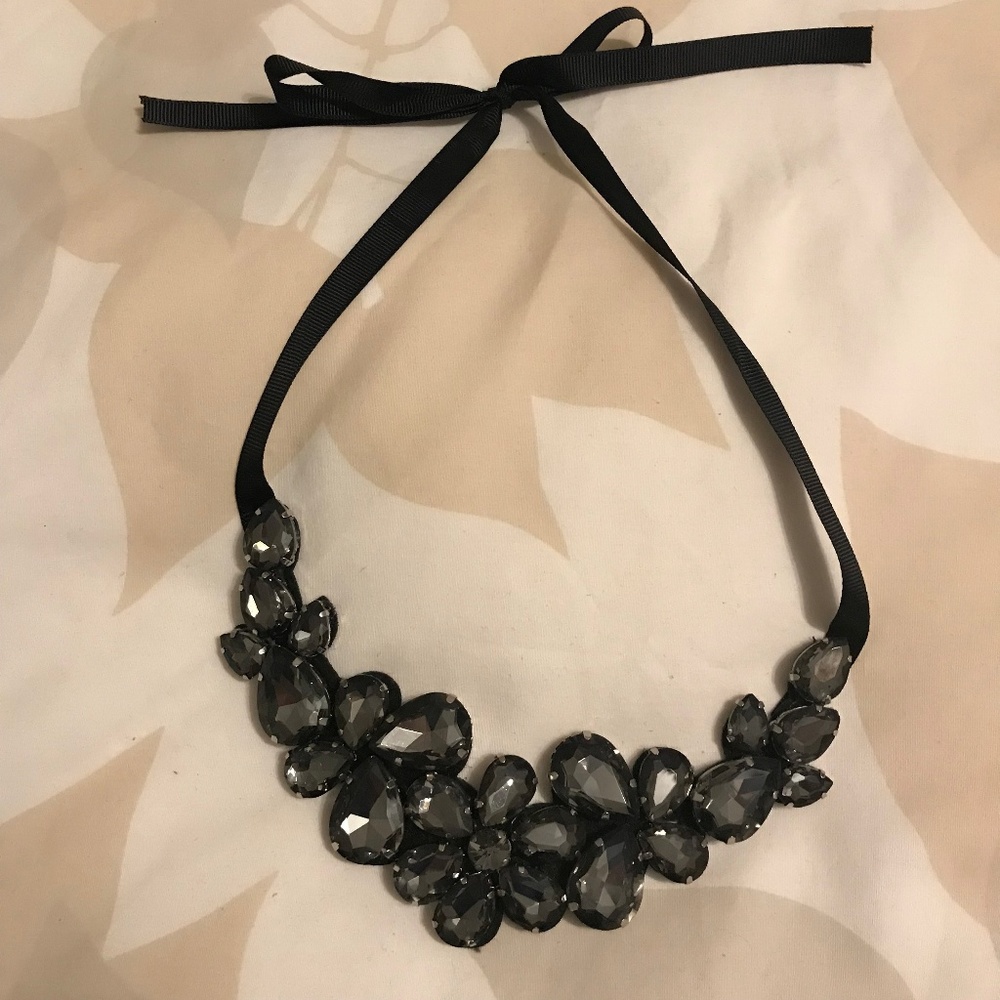 Black and Grey Gem Statement Necklace